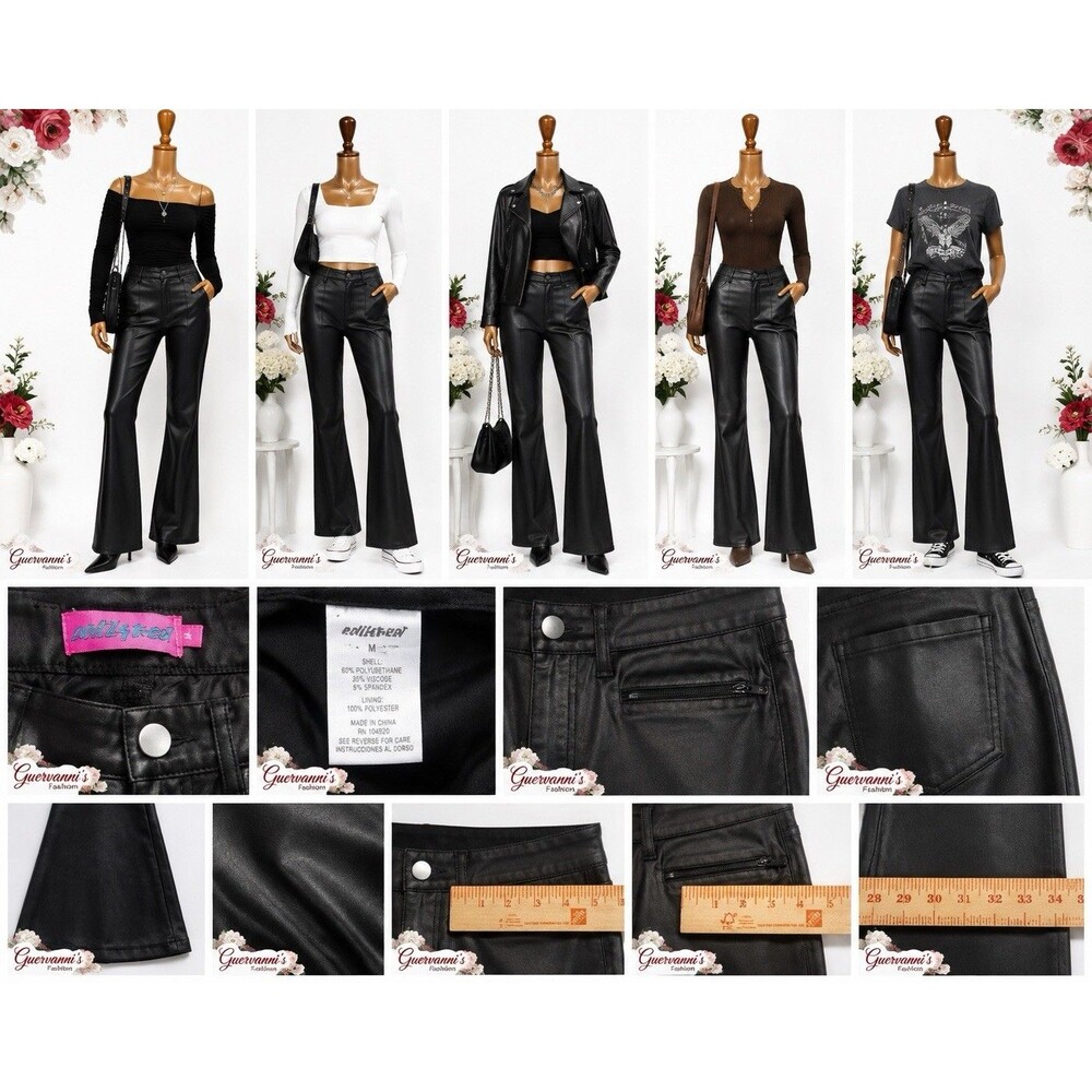 Millennium Women's Size M High Rise Black Faux Leather  Y2K Retro 32 inseam